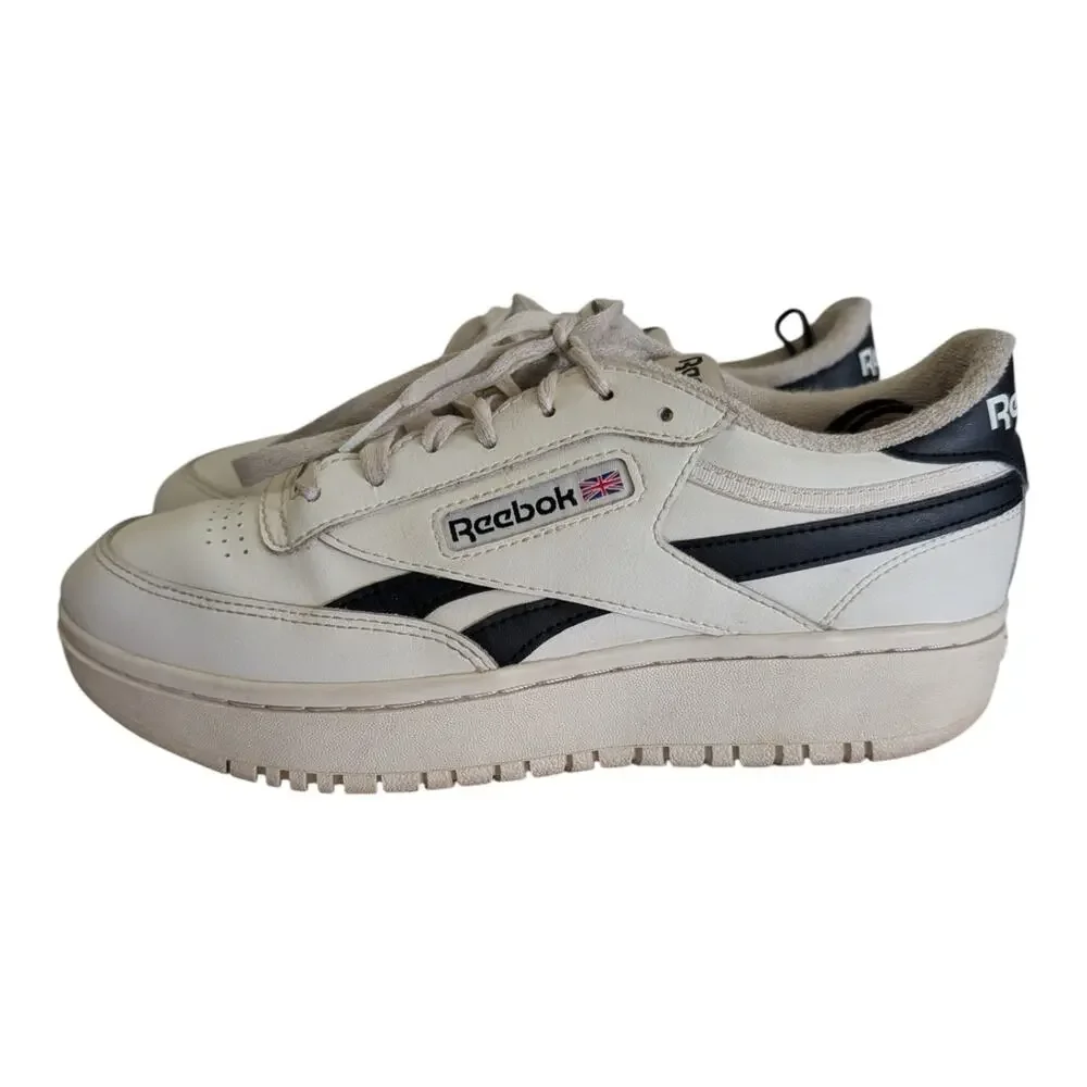 Reebok Club C Double Revenge Chalk Core Black Sneakers Size 8 Womens White Cream